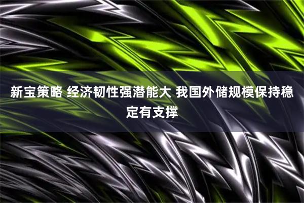 新宝策略 经济韧性强潜能大 我国外储规模保持稳定有支撑