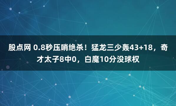 股点网 0.8秒压哨绝杀！猛龙三少轰43+18，奇才太子8中0，白魔10分没球权