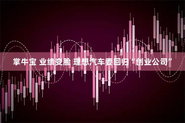 掌牛宝 业绩变脸 理想汽车要回归“创业公司”